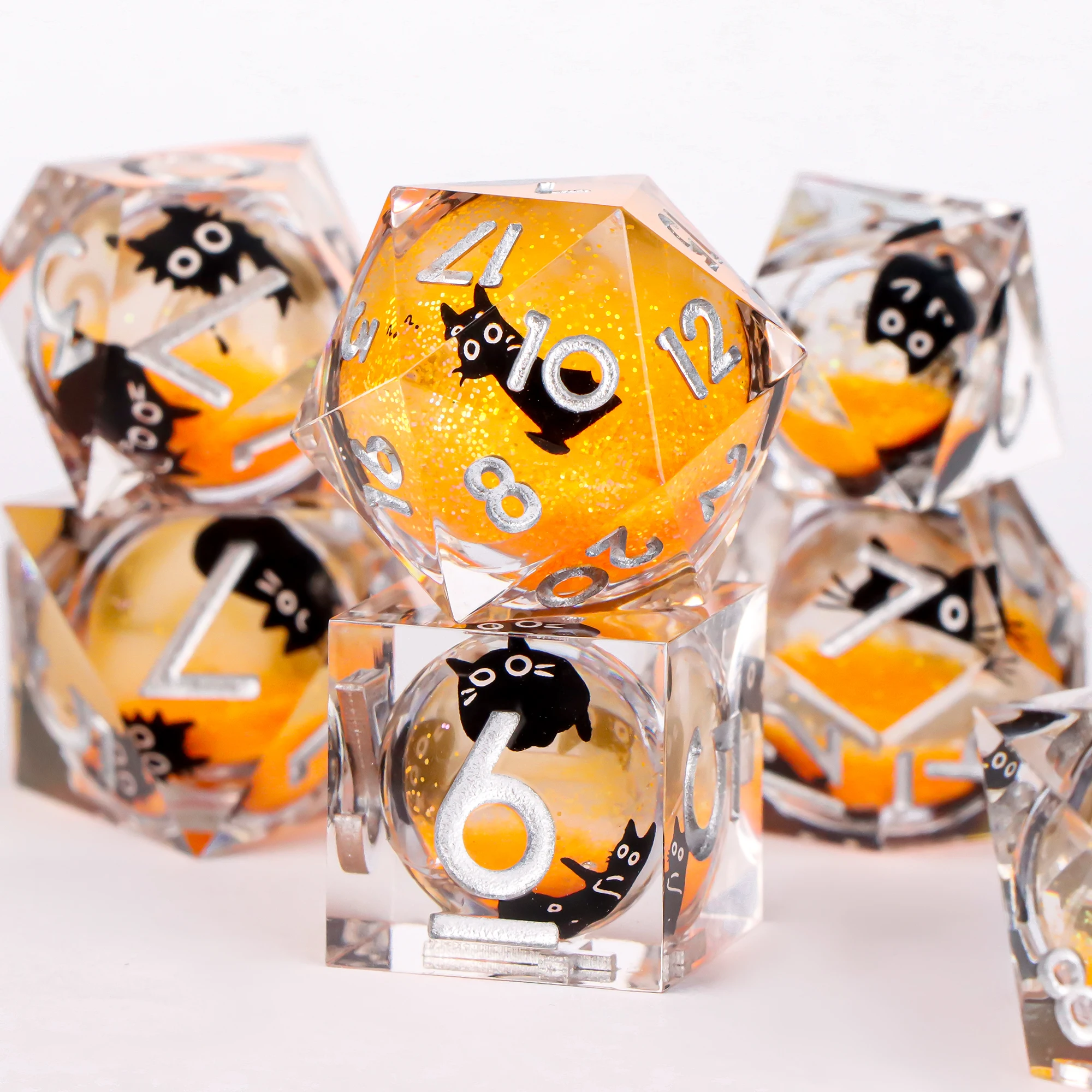 Blauwe hars D&D dobbelstenen set 7-delige polyhedrale dobbelstenen voor kerkers en draken, RPG dobbelstenen rollenspellen D4, D6, D8, D10, D12, D20 - afbeelding 1