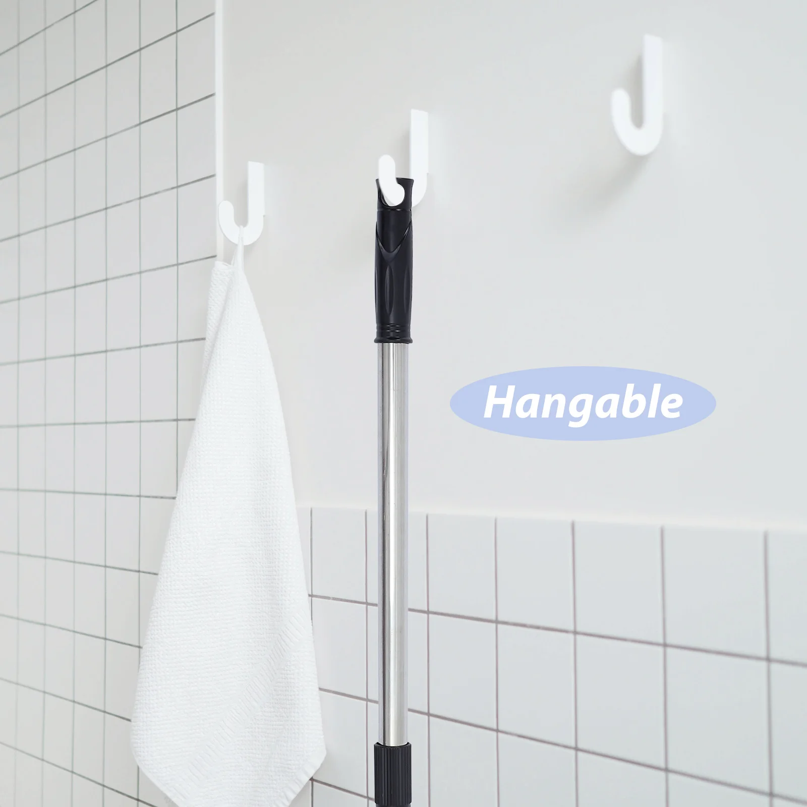 خزانة السقف الوصول القطب قابل للتعديل تلسكوبي الملابس الوصول قضيب شوكة بلاستيكية الفولاذ المقاوم للصدأ الملابس دعم قضيب