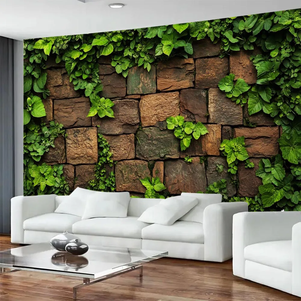 

Home Decoration Living Room Stone Wall Plant Tapestry Stone Red Brick Wall Wood Grain Art Wall Hanging Carpet Background Cloth