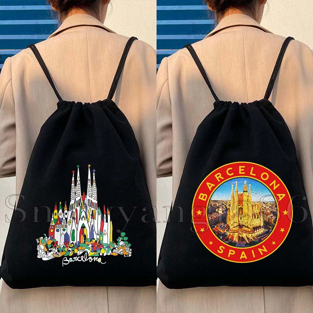 Bandera del país nacional español de España, mapa, regalos de Barcelona, bolsas de lona con cordón, mochila de fútbol, mochila de gimnasio, bolsa de cuerda deportiva