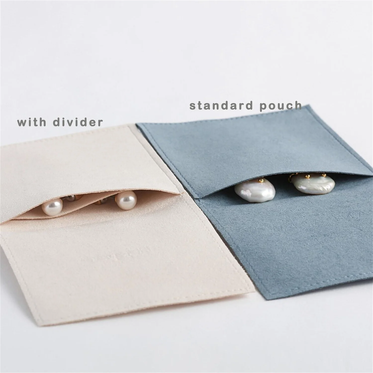 New 100-Pack Bulk Olive Green Suede Microfiber Jewelry Pouch Custom Logo Small Envelope Packaging Bag For Necklace Bracelet Ring - view 4