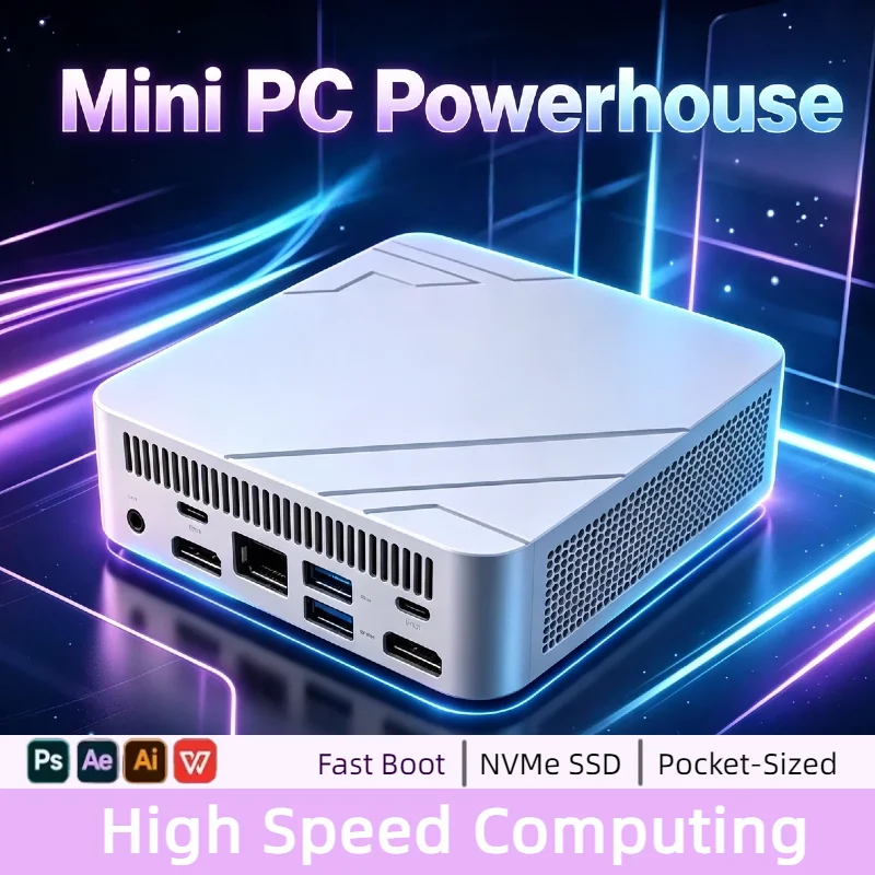 2026 N150 미니 컴퓨터 16GB DDR4 512GB M.2 NVMe SSD 3x 4K 60Hz DP WiFi6 BT5.2 무소음 팬리스 홈 오피스 데스크탑 PC 울트라