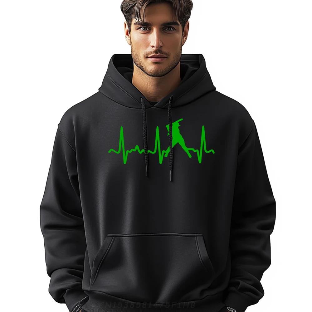 

Green Softball Batter Heartbeat Oversized Hoodie Men Camisetas New Years Eve Men's Winter Clothes