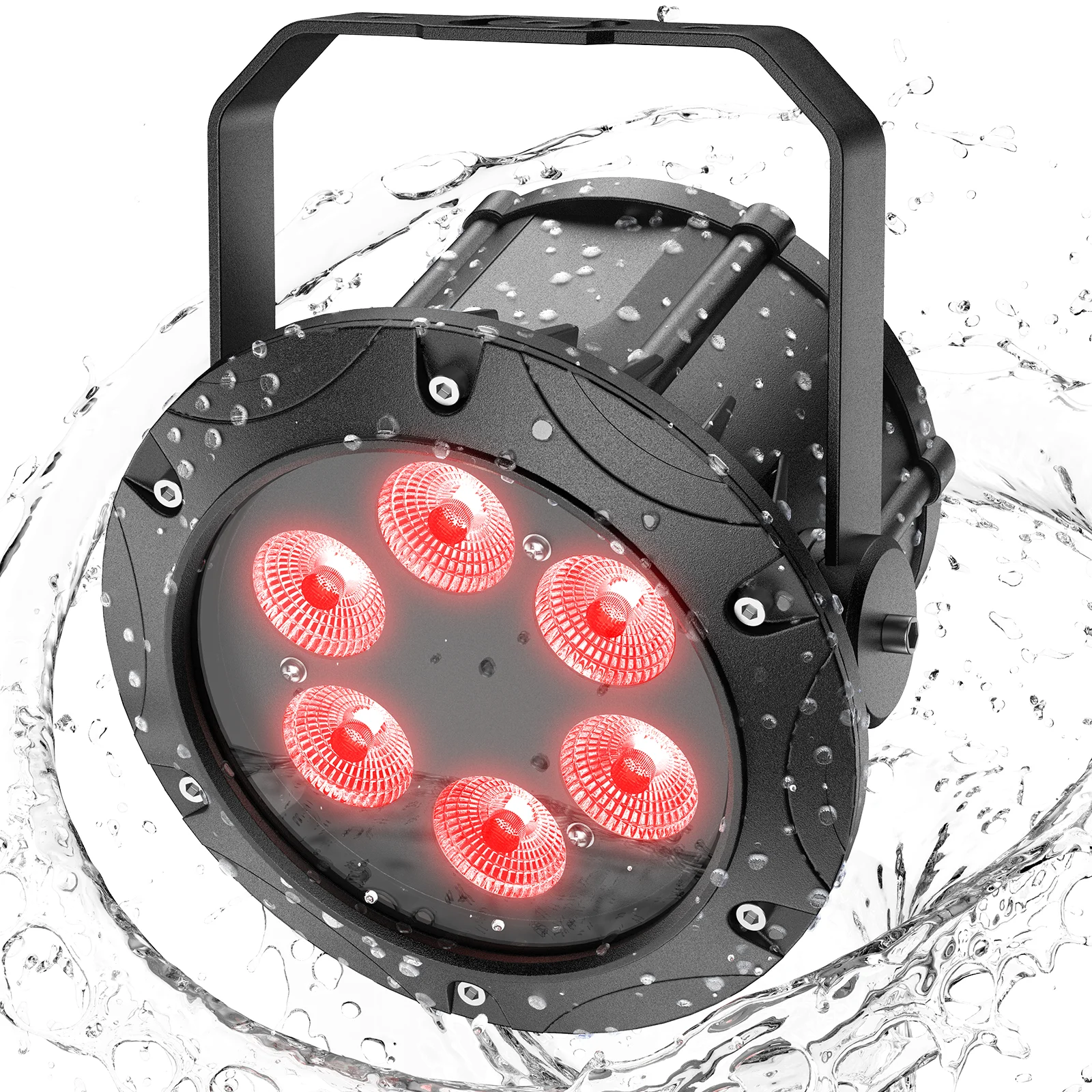 Projecteurs Yiflamefly IP67 étanches 6x10W RGBW LED, lumières de scène DMX, lumières stroboscopiques DJ pour spectacles et éclairages extérieurs