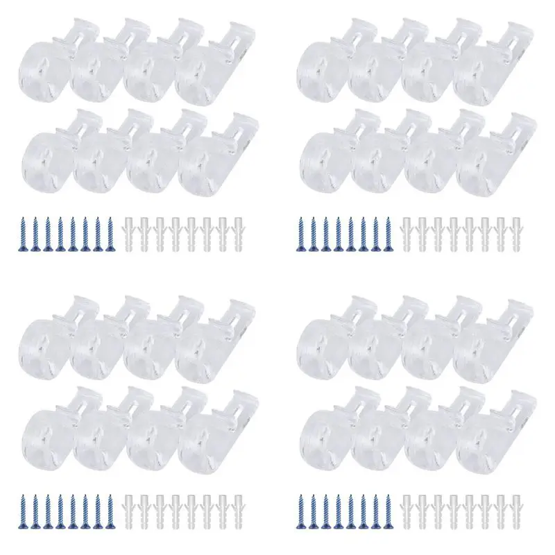 A84X-32Pcs Curtain Clear P Clips Hook,Roller Blind Clips Child Safety Chain Cord P Clip Hooks