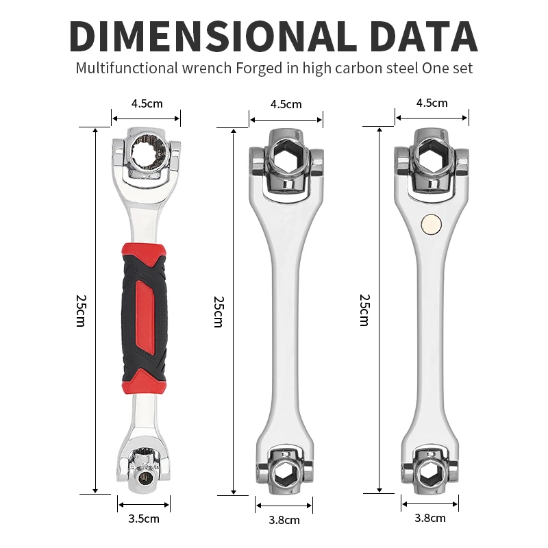 48 in 1 Socket Universal Wrench Multifunction Wrench Tool with Spline Bolts 360 Degree Spanner Tool for Home Car Repair