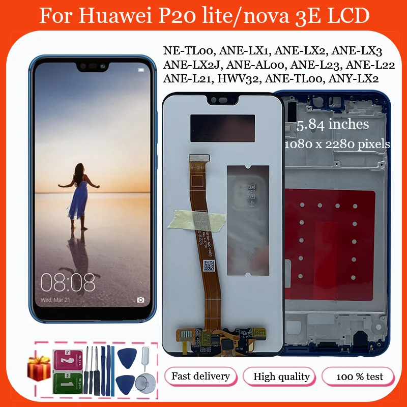 

5.84' For Huawei P20 Lite LCD Display Digitizer Assembly For Huawei Nova 3e LCD NE-TL00 ANE-LX1 LX2 TL00 ANY-LX2 LCD Replacement