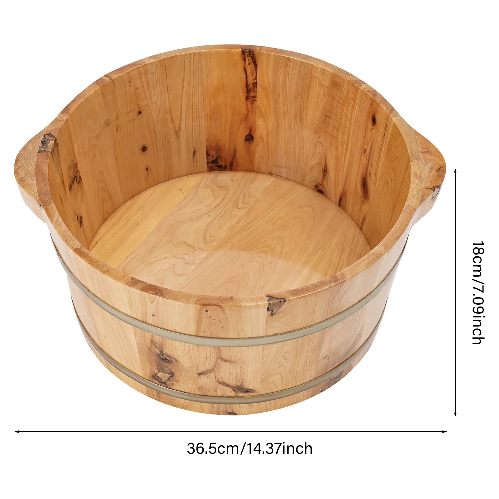 Houten voetbad, voetenbad emmer, 36,5x36,5x18cm emmer voor gezinnen, voetbadcentra