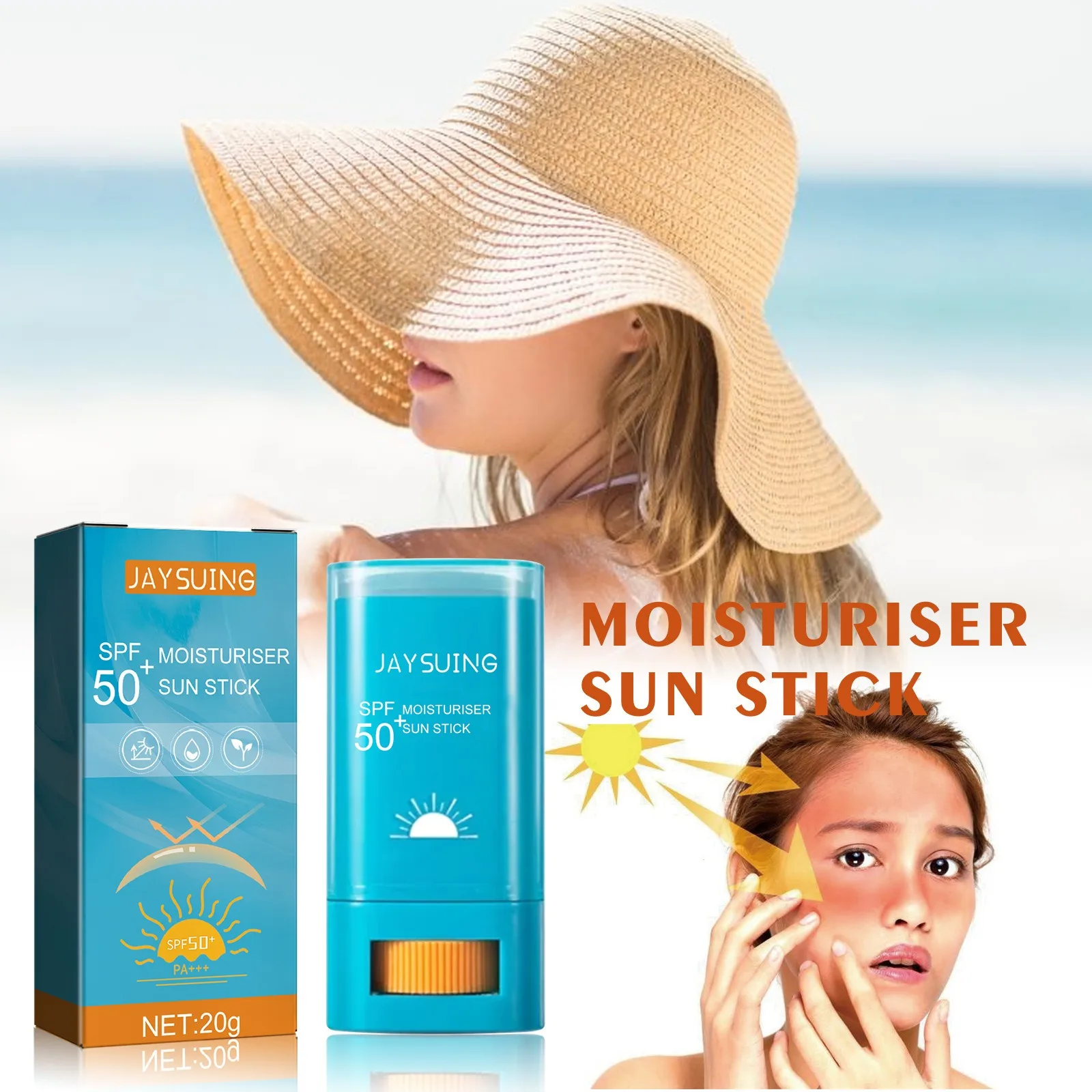 SPF50+ Krem przeciwsłoneczny do twarzy do wszystkich rodzajów skóry Wodoodporny Lekki Skuteczny Odporny Długotrwały Nawilżający Krem Przeciwsłoneczny w sztyfcie