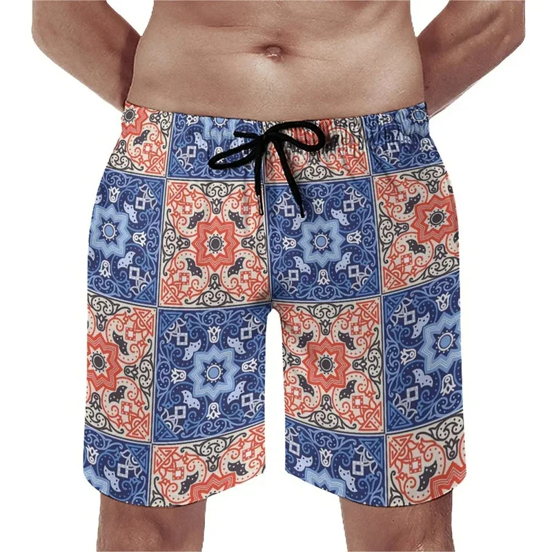 3D Printed Ethnic Short Pants For Men Vintage Pattern Beach Shorts Summer Fashion Children Street Board Shorts Surf Swim Trunks