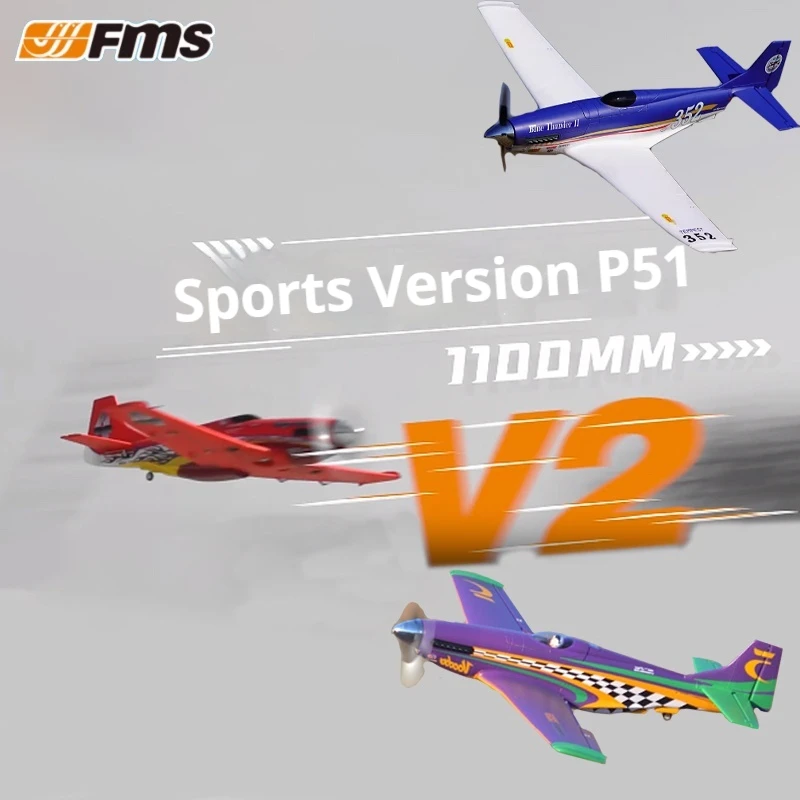 

FMS 1100mm Sport P51 Mustang Racing Machine 160KM/H Brushless Electric Assembling Fixed-Wing Remote Control Model Aircraft