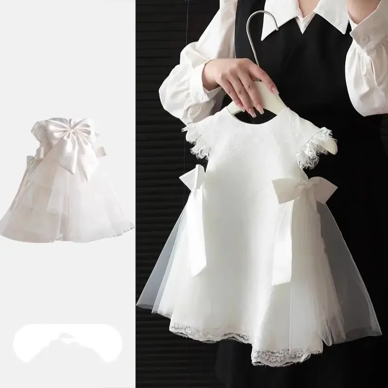 Baby Girl Princess Lace Dress Bow Infant White Baptism Vestido Toddler Girls Party Wedding Birthday Children Clothes