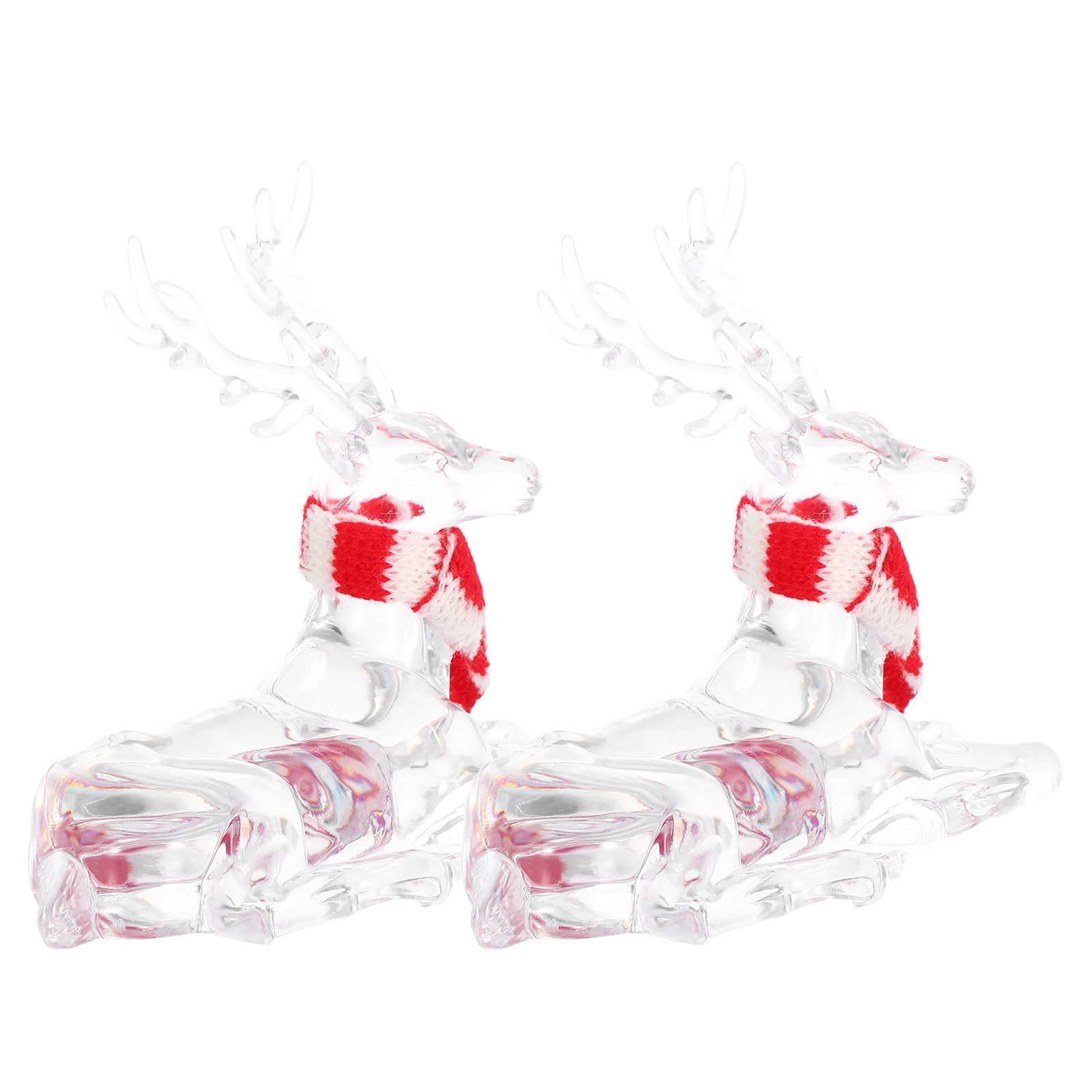 

2 Pcs Christmas Decorations Acrylic Deer Ornaments Tree Clear Statue Cute Reindeer s Transparent Centerpiece