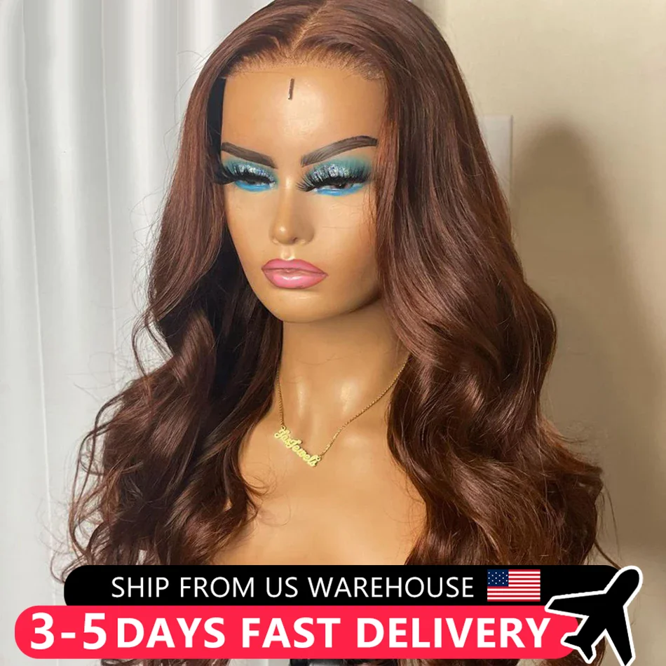 Chocolate Brown 13x6 13x4 Lace Front Wig Straight Human Hair Wigs Colored Brazilian Lace Frontal Wig Pre plucked For Black Women