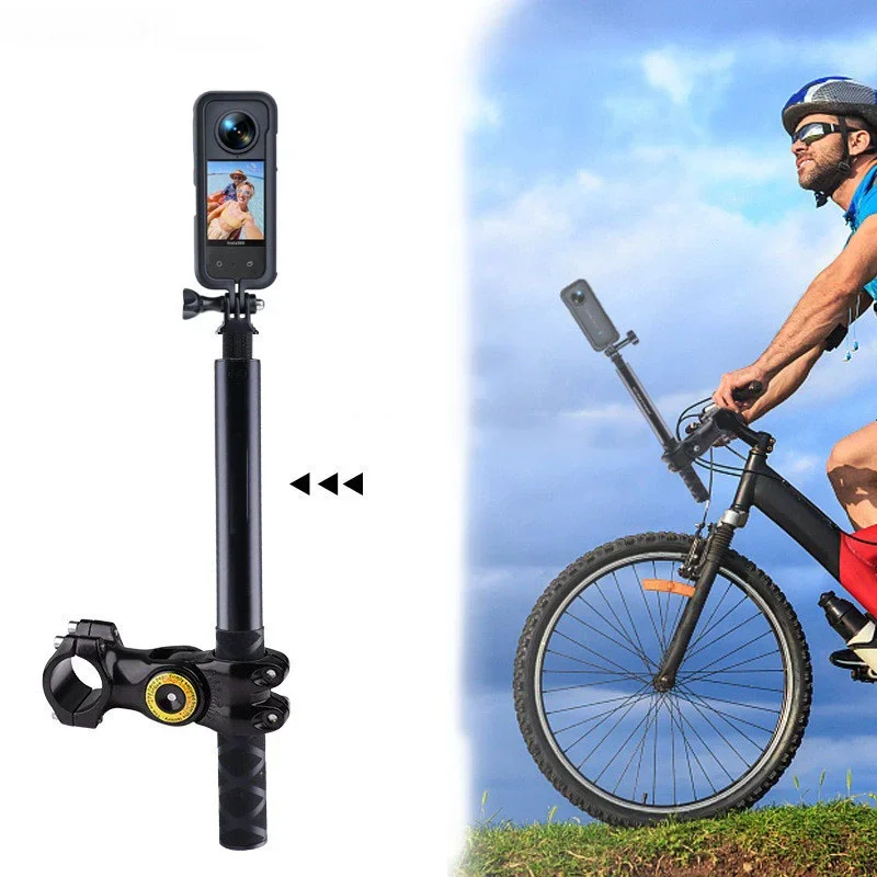 Motorcycle Bicycle Handlebar Mount Invisible Selfie Stick Monopod for Insta360 X3 X4 GoPro Hero12 11 10 DJI Cameras Accessories