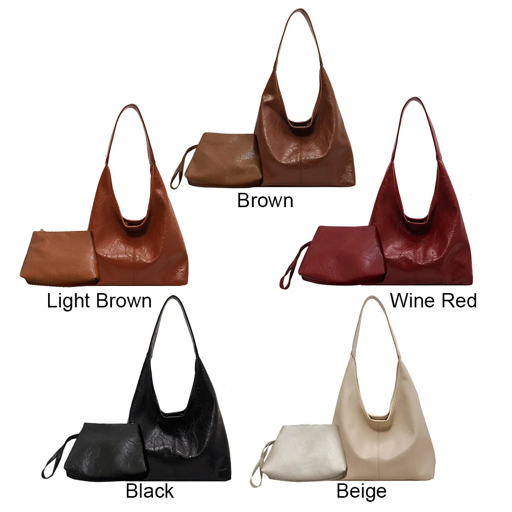 المرأة حقيبة كتف جلدية تنوعا المتشرد حقيبة و مخلب عادية 2 قطعة حقيبة كتف وحقيبة يد مجموعة حقيبة المتشرد حقيبة تسوق