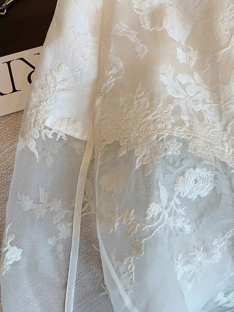 تنورة Sle f الصينية الجديدة معي الربط التخسيس تصميم الصيف المرأة عالية الخصر ألف خط تنورة تنفس الدانتيل