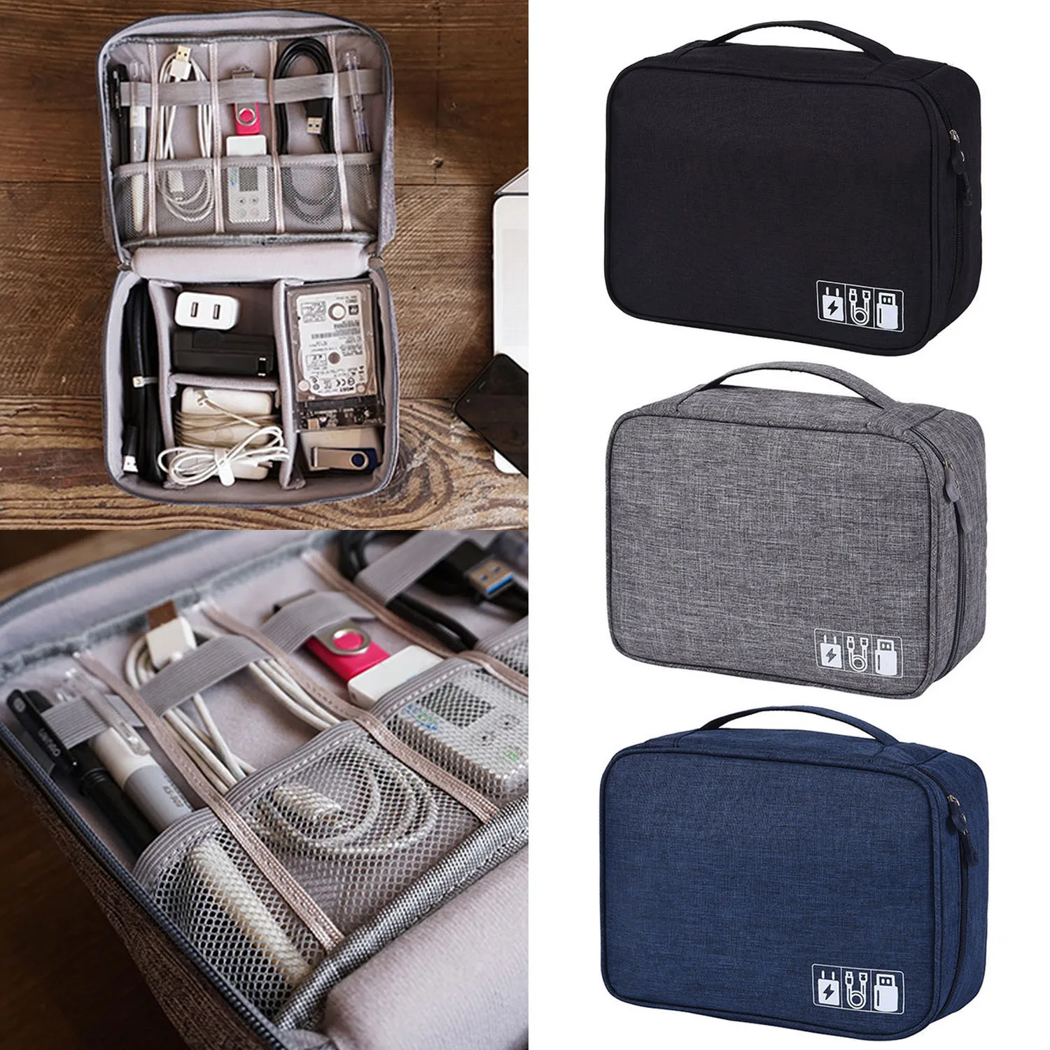 

Behogar 24.5x18.5x10cm Waterproof Wear Resistant Storage Bag Case Organizer for Electronics Digital Accessories Storage Box