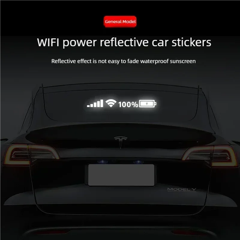 WIFI signal mobile phone battery sign Car hollow sticker rear window transparent car sticker front windshield reflective sticker