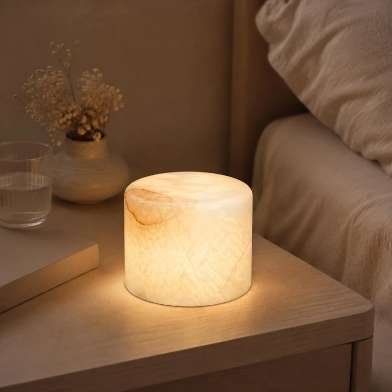 Marble Touch Night Light with 5 Light Modes, Rechargeable Cordless Accent Lamp with Type-C Charging for Bedside Tables, 87HA