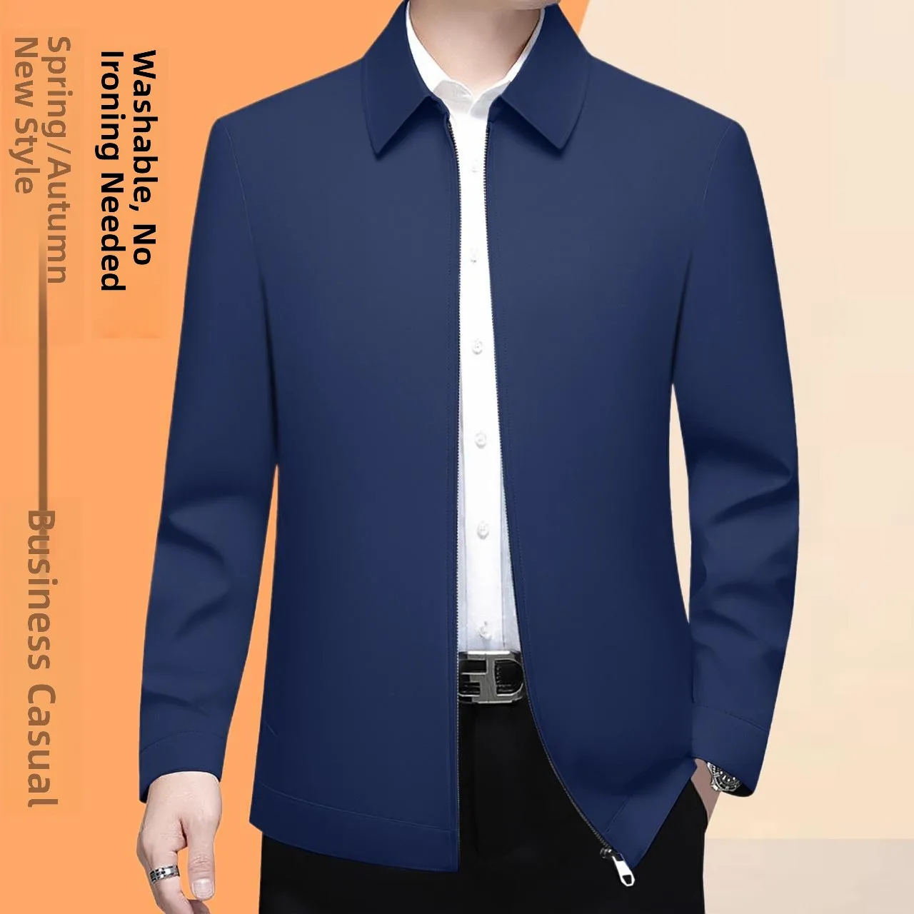 

Faionable Midlife Men's Adstrative Jaet Outerwear Autumn 2025 New Busin Casual Dad Clothes Turn-down Collar Top