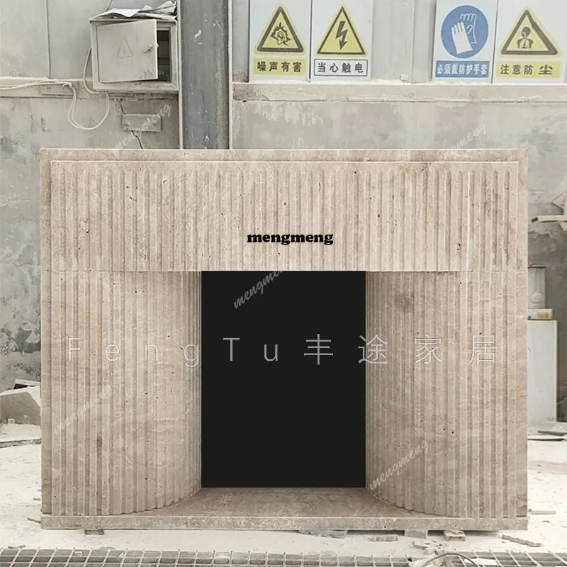 Marble Fireplace Travertine Designer Simple Modern Decorative Cabinet Living Room Stone Fireplace Rack