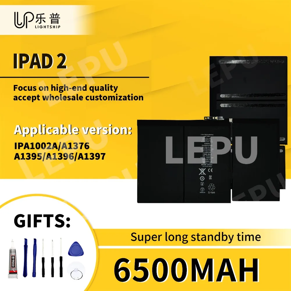 

6500mAh Pad Battery for IPad 2 Original Battery IPA1002A A1376 A1395 A1396 A1397 with Tools IPad 2 Quality Replacement Battery