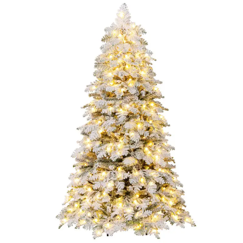 

Artificial Snow-flocked Christmas Tree Pre-lit Hinged Xmas Tree with 130 Twinkle Balls-6 Feet