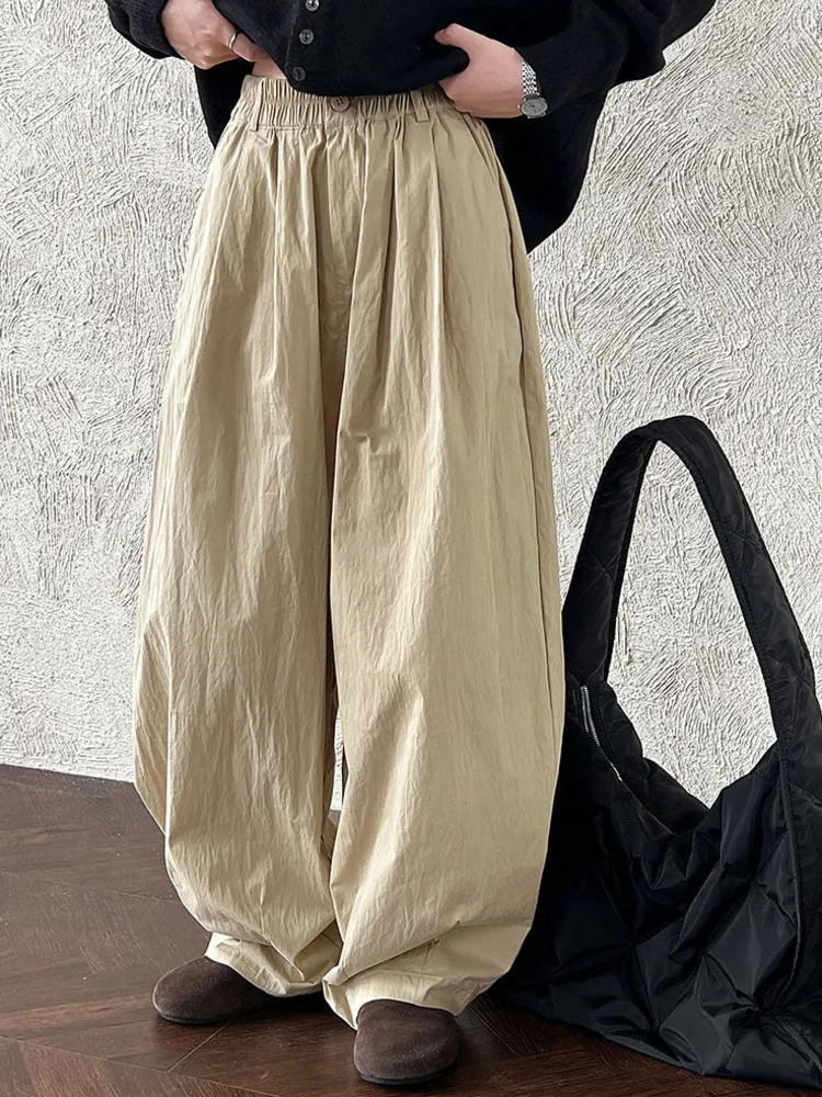 WHTREND الأساسية بسيطة تنوعا فضفاض السراويل الطويلة للنساء الخريف جديد مستقيم عادية واسعة الساق بنطلون WH2077 #6