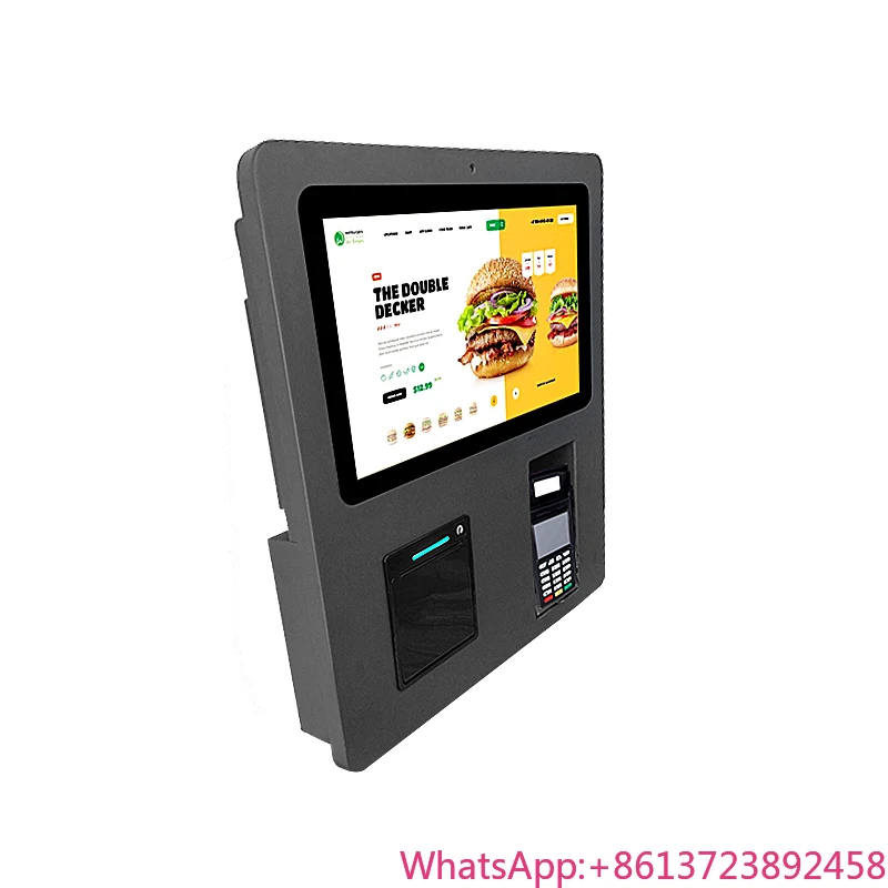 

15.6 Inch Touch Screen Kiosk with Thermal Printer & QR Scanner - WiFi Enabled Digital Menu with Self-Ordering & Payment