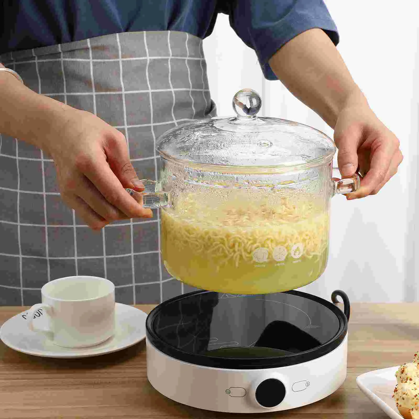 Extra Large 1900Ml High Borosilicate Glass Stew Pot Clear Soup Pot With Lid Double Handle Heat Resistant Glass Stockpot For Home
