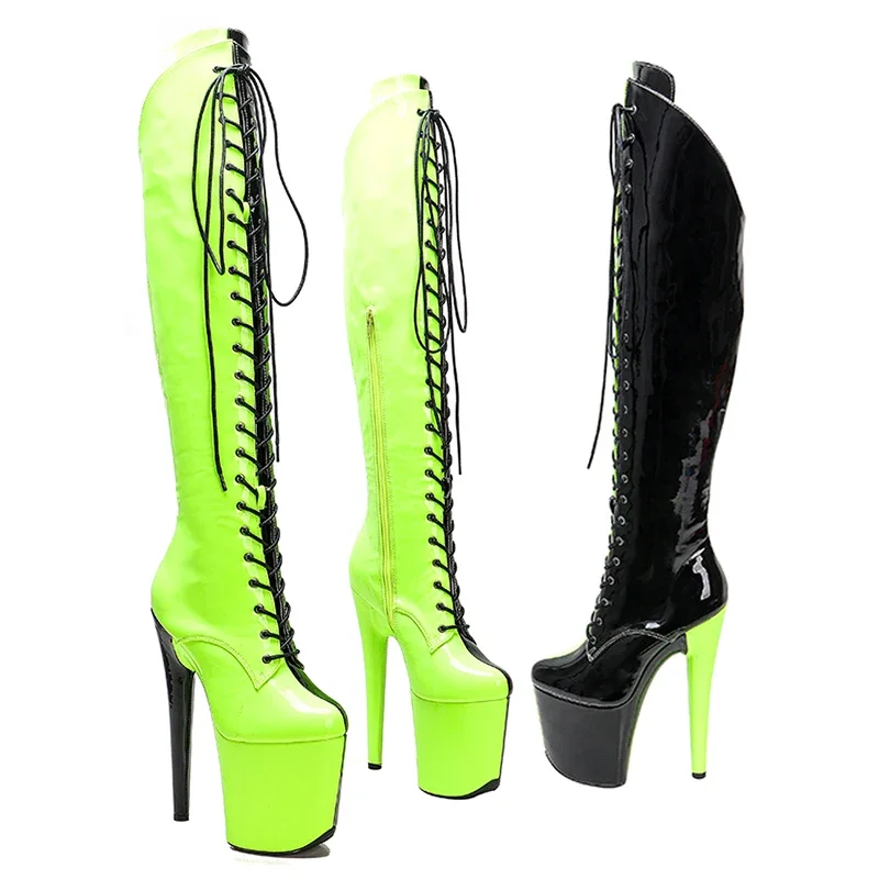 Leecabe  20CM/8inches Two color  patent upper  fashion  lady High Heel platform  Pole Dance boots