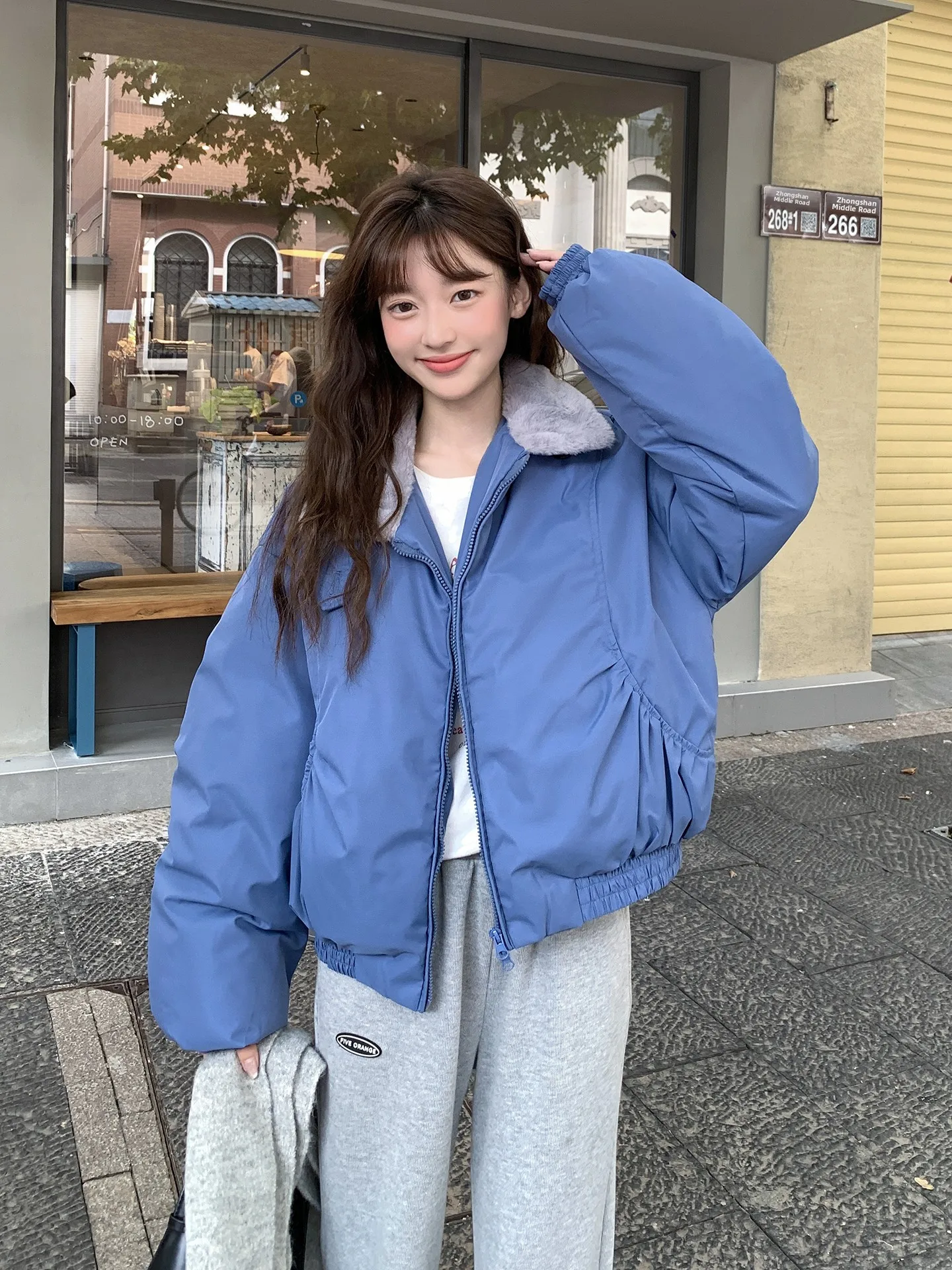 

Женское пуховое хлопковое пальто Jaet ort Thiened, свободное студенческое зимнее пальто, корейская версия, длинное волокно из полиэстера, молния