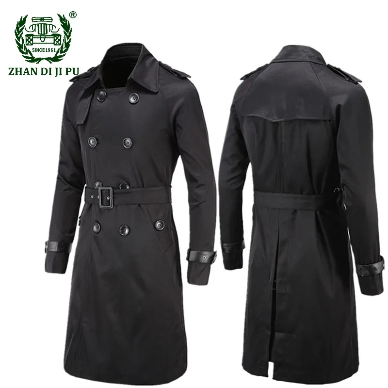 Brand British Style Classic Trench Coat Jacket Men Fashion Trench Coat Male Double Breasted Long Slim Outwear Adjustable Belt