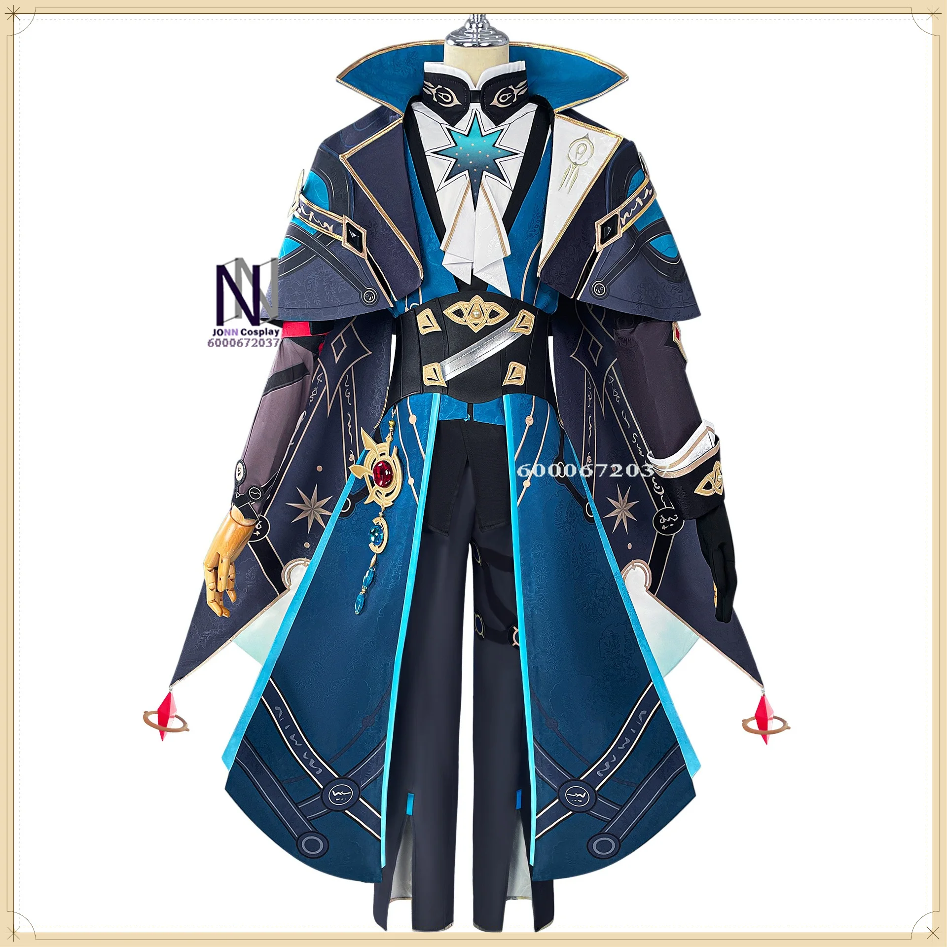 Costume de cosplay Honkai: Star Rail Anaxa pour homme, ensemble complet de haute qualité, robe longue bleue et noire, tenue d'anime, costume de fête d'Halloween