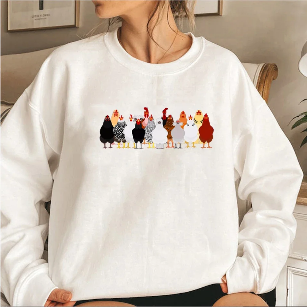 Sudadera con capucha de cuello redondo para mujer, suéter de animales divertidos, jerséis de granja, sudadera de pollo para el día de la madre