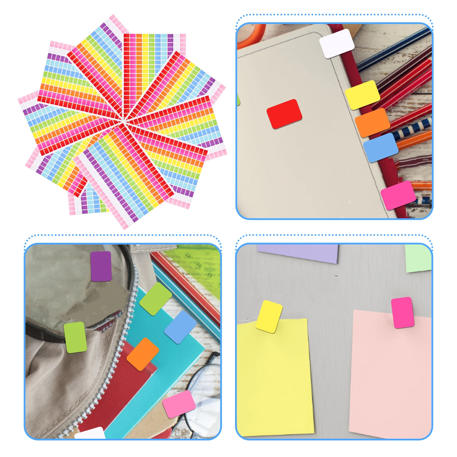 

2000 Coding Labels Colorful Stickers 13x19mm 10 Colors 200 Sheets Removable Adhesive Multi Function Classroom Office Small