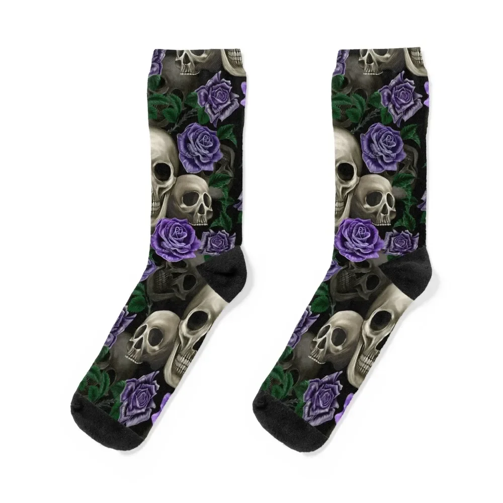 

Skulls and purple roses Socks hiking valentine gift ideas Socks For Man Women's