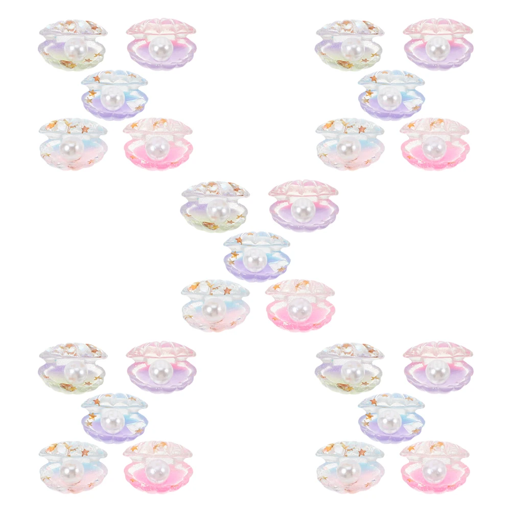 

25pcs Pearl Shell Glow In The Dark Resin Flat Back Charms Diy Craft Fairy Garden Dollhouse Decoration Luminous Tiny Shell