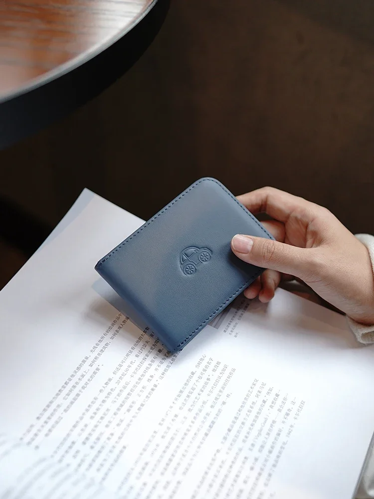 Custom Top Layer Cowhide Cute Small Car Genuine Leather Driver's License Holder Ultra-thin Driver's License Clip Document Card H