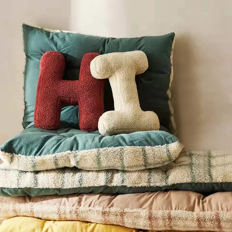 Ins Style English Letters Pillow Nordic Sofa Cushion Bed Throw Pillow Photo Props Kids Toy Teaching Words Game Living Room Decor