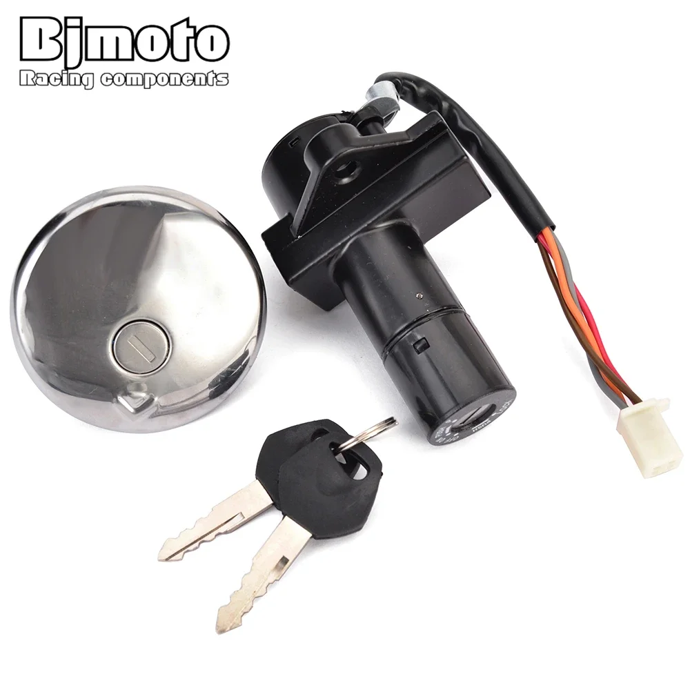 Tampa de gás de combustível para motocicleta, interruptor de ignição, trava de assento com kit de chave para suzuki gn250 1985-2001
