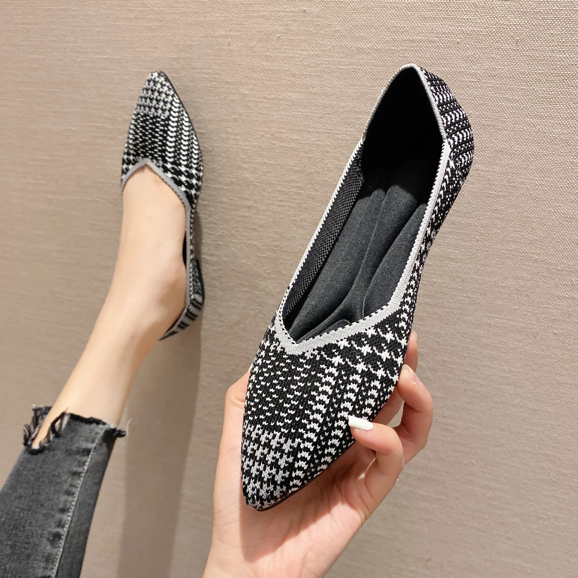 Women shoes flat bottom fashion rubber shoes non-slip sole elastic soft casual comfortable spring and autumn summer shoes 2023 n