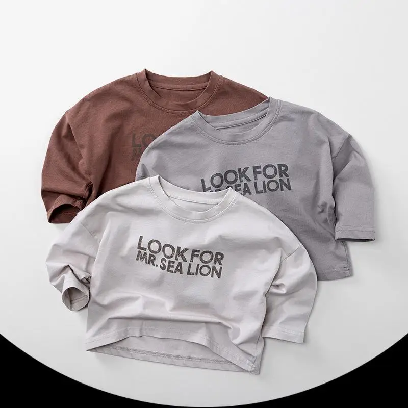 

2025 Autumn New Children T Shirts Letter Print Boys Girls Long Sleeve Tee Baby Cotton Bottoming Shirts Kids Casual O-neck Tops