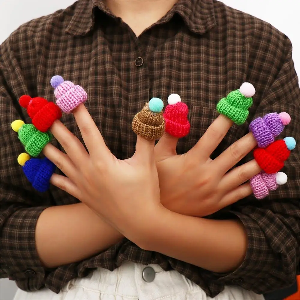 10 個 DIY ミニニット帽子装飾品ニットクリスマスミニニット人形帽子縫製工芸品ポリエステルミニウール帽子