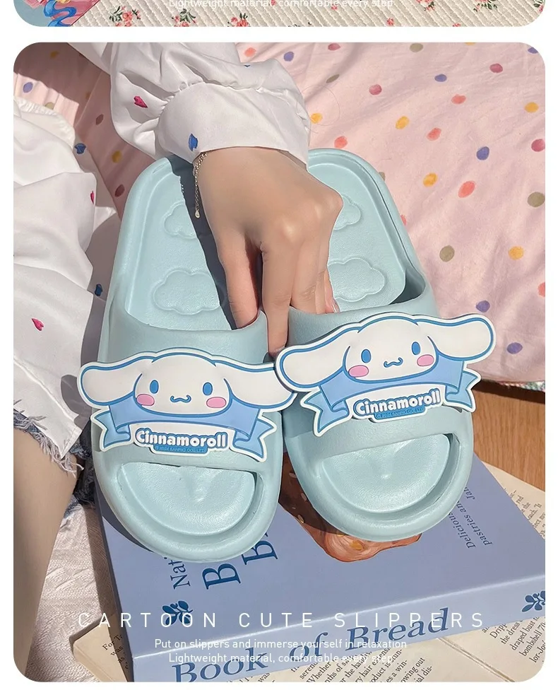Sanrio Kuromi Cartoon Damen-Wolkenpantoffeln, Atmungsaktive Rutschfeste Innen-/Außenpantoffeln mit Niedlichem Kawaii-Design – Detail 5