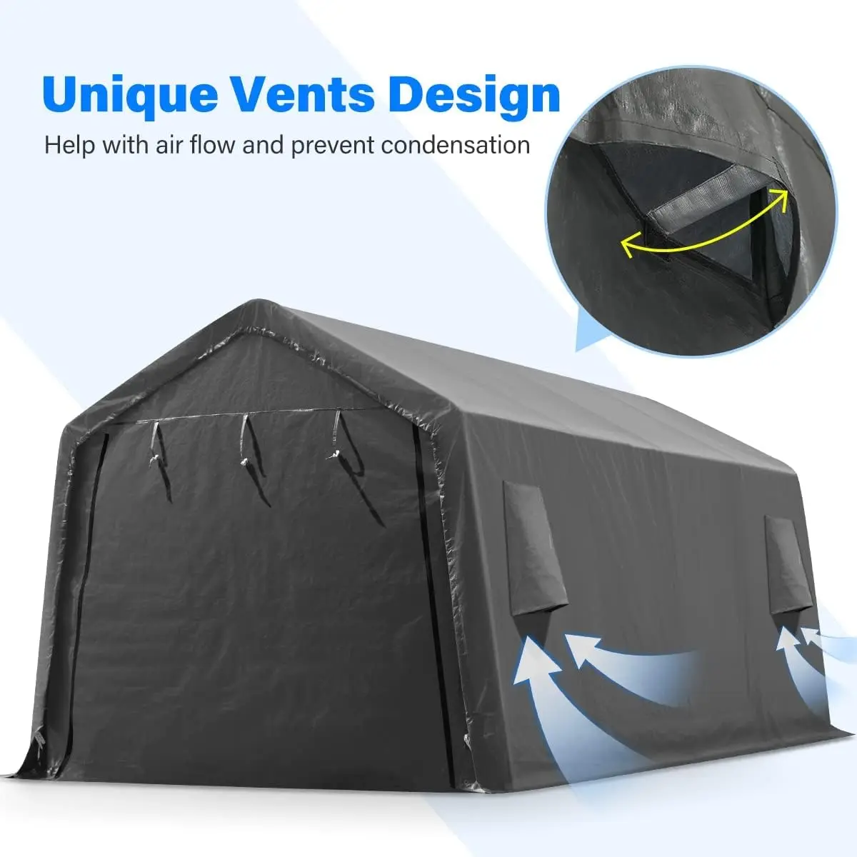 ADVANCE OUTDOOR 10x20 ft Heavy Duty Carport Outdoor Patio Anti-Snow Portable Canopy Storage Shelter Shed with 2 Roll up Zipper