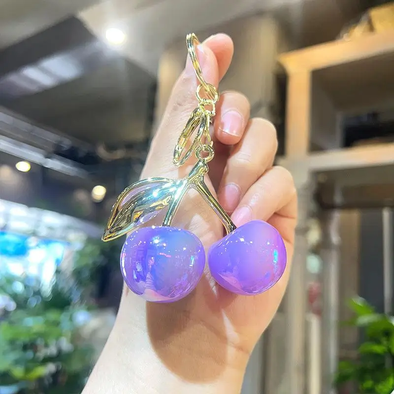 1X Exquisite Cute Cherry Keychain Simulated Fruit Keyring Pendant
