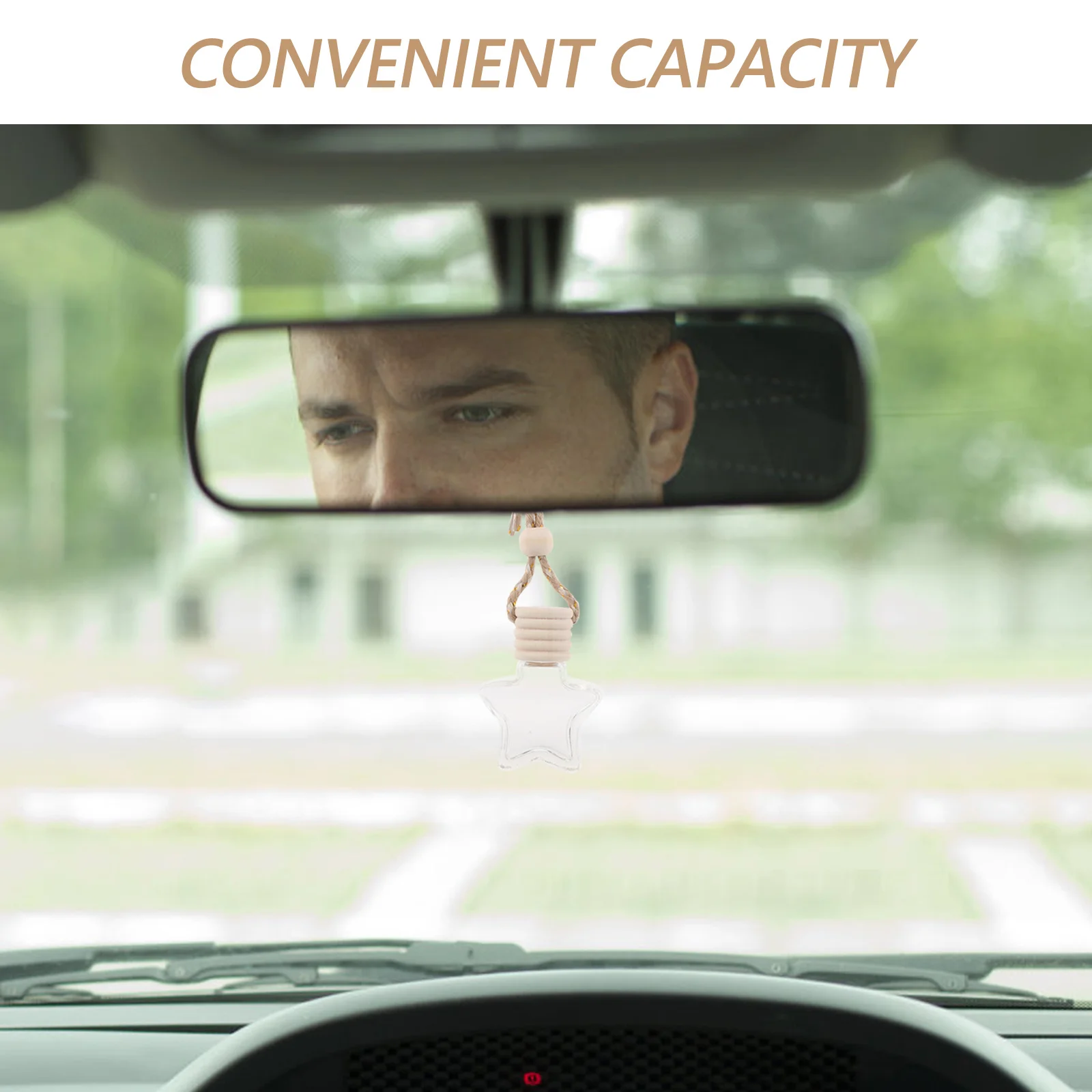 

2Pcs Five Pointed Star Aromatherapy Bottle Car Pendant Stylish Thread Design Essential Oil Diffuser for Interior Decor