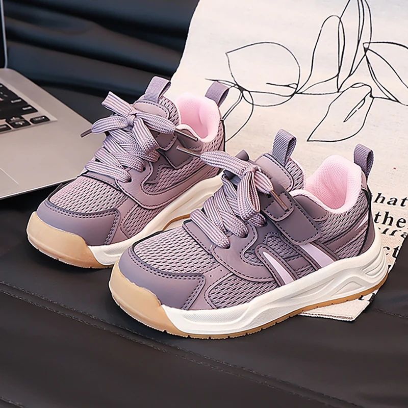 

Autumn Sneakers For Kids 2025 Trend Fashion Teenager Boy's Girl's Sneakers Soft-soled Mesh Breathable Children's Sport Shoes